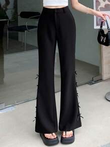 DAZY 女士蝴蝶結寬腿褲休閒長褲