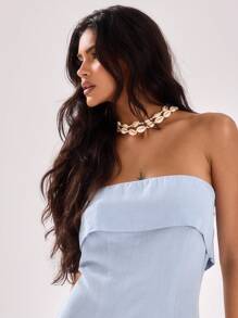 MUSERA 缝线细节摆裙 度假 夏季 春季 婚礼宾客 毕业典礼 优雅 可爱 性感 优雅 度假 海滩 假日 伊比沙岛 节日 秋季 夜间外出 返校季 约会 秋冬派对 夏季服装