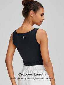 GLOWMODE Modal Pleated Tank Light Support Low Impact Yoga Studio Gym Daily - Black - View 2