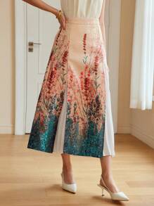 MOTF PREMIUM PLANTS PRINT PLEATED PANEL SKIRT