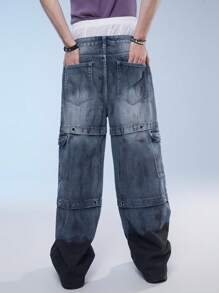 Manfinity Denimwave Casual denim jeans voor heren met wijde pijpen, losse pasvorm en meerdere zakken, Street Style