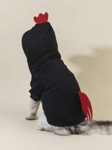 PETSIN 1入黑色雞形態寵物連帽衫，Cosplay寵物服 - 彩色 - 查看 3