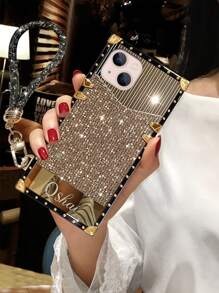 1pc Glitter Bling Bling Mirror Shockproof Protective Phone Case Compatible With Apple 17 Pro Max/17 Air/16 Pro Max, 15 Pro Max/15/14 Plus/14 PM/14/13/12/11/XR, Galaxy S25 FE/A17/A07, Redmi, Realme C61/C63/C55/C53, Vivo Y36/Y28 4G/Y18s, Infinix Smart8, Multi-Layer Shock-Absorbing And Anti-Fall Protection, Creative Cushion Cover, Ideal For Birthday/Valentine's Day Gifts - Gold - View 2