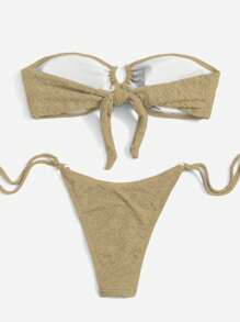 SHEIN Swim 女士夏季沙灘無肩帶環連接性感比基尼套裝