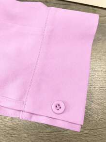 INAWLY Camisa de botón delantero sólida para el verano en tallas grandes