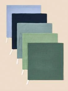 5入組嬰兒純棉紗布手帕，適用於擦嘴和餵食，方形圍嘴圍兜 - 彩色 - 查看 2