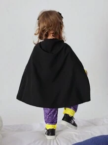 SHEIN 嬰兒女童編織休閒簡約連身衣，街頭風格，拼接色彩，超級英雄主題，長袖，春秋裝 - 紫色 - 查看 2