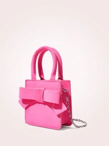 SHEIN MOD Solid Color Bow Decorated Fashion Handbag, Suitable For Daily Wear