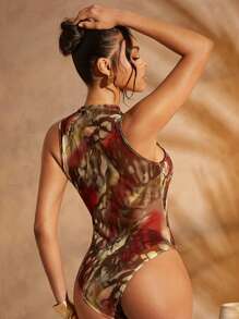 Hauture Conjunto de dos piezas con blusa de estampado abstracto y falda larga envolvente con abertura - Multicolor - Ver 9