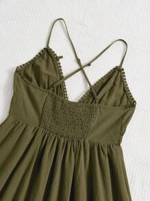 Soleia 女士純色腰部收緊細肩帶連身裙