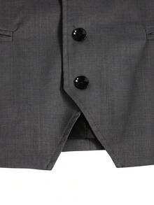 Calvornis Men's Single Breasted Placket Waistcoat Without Shirt - Dark Grey - View 5