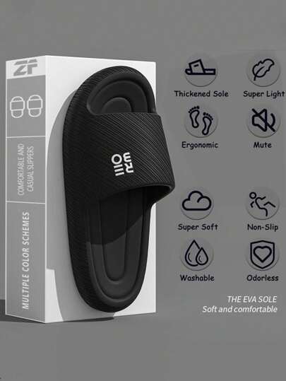 نعال منزلية للرجال من مادة EVA ذات نمط حرفي سميك القاعدة، لينة، صامتة، مقاومة للتآكل، مانعة للانزلاق، قابلة للتنفس، موضة جديدة للخريف/الشتاء