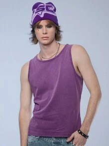 Manfinity Denimwave Men's Denim Knitted Round Neck Tank Top - Purple - View 1