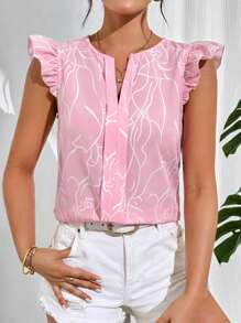 SHEIN Essnce Elegant Women Woven Loose Fit Shirt - Pink - View 4