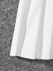 Bộ áo một dây vai dệt trơn màu đơn giản và quần short ống đứng cho bé gái tuổi mới lớn đi làm & thường ngày, xuân/hè - Màu Hồng Tươi - Xem 3