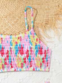 少女隨機印花比基尼套裝 - 彩色 - 查看 4