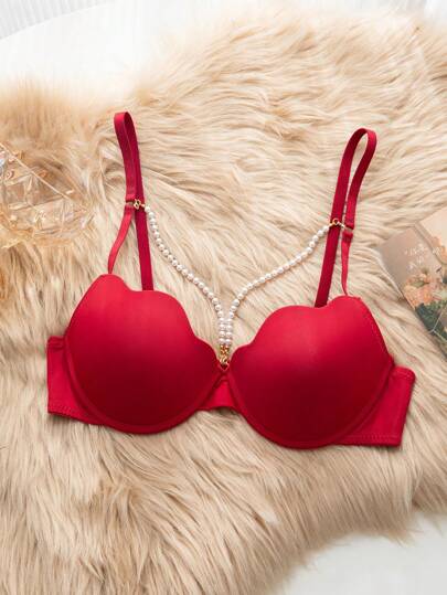 Sujetador Decorado Con Cadena De Perlas Para Mujer