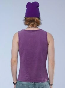 Manfinity Denimwave Men's Denim Knitted Round Neck Tank Top - Purple - View 2