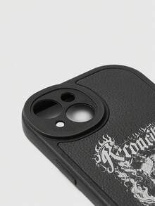 ROMWE Goth Skull Pattern Black PU Leather Phone Case Compatible With IPhone - Multicolor - View 2