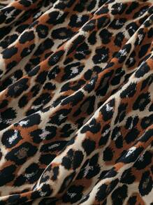 SHEIN Clasi Kích thước lớn Của phụ nữ Đứng cổ áo Báo In Tay áo dài Đầm - Nhiều màu - Xem 4