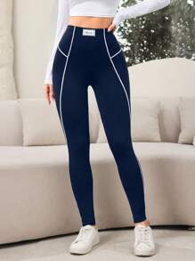 Mulvari Women's High Waist Letter Printed Decorated Casual Leggings