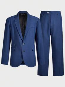 Manfinity Mode Men Single Breasted Blazer & Suit Pants - Navy Blue - View 11