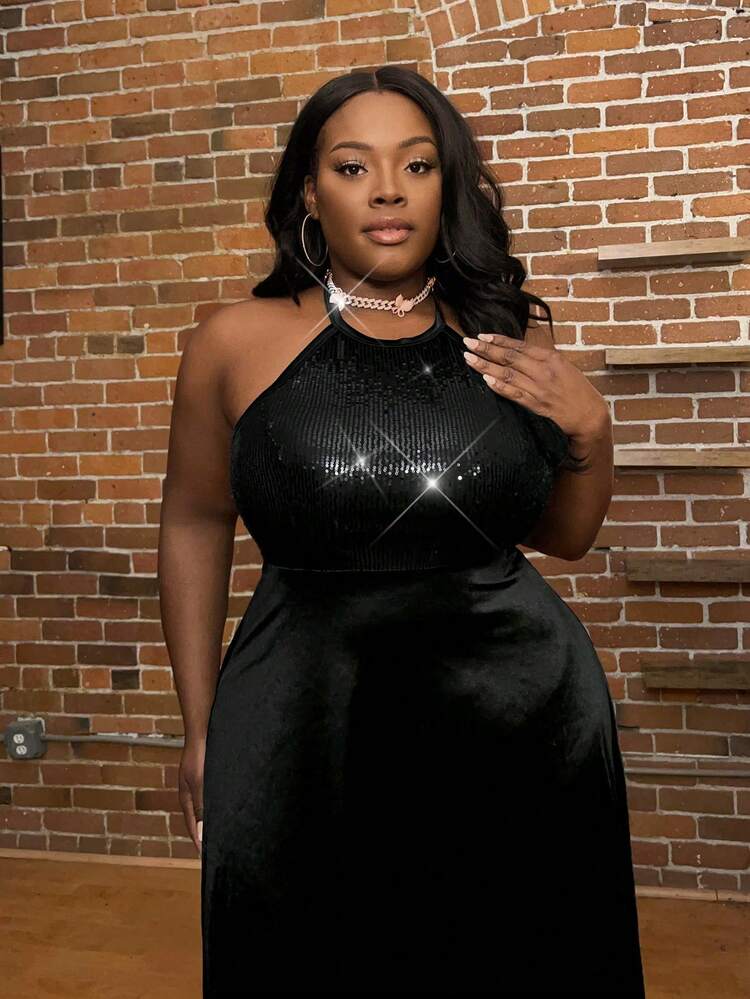 Plus Size Women's Solid Color Simple Daily Open Shoulder Dress
