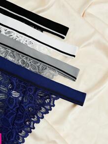 Colección Romántica de Lencería Sexy de Mujer Tanga en Negro y Blanco, Paquete de 7 Prendas
