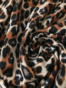 SHEIN Clasi Kích thước lớn Của phụ nữ Đứng cổ áo Báo In Tay áo dài Đầm - Nhiều màu - Xem 3