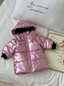 女宝宝冬季棉袄，加厚保暖 - 粉色 - 查看 1