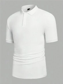 男士纯色短袖休闲办公 Polo 衫，夏季，适合打高尔夫