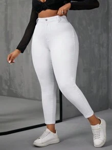 SHEIN SXY Jean moulant unicolore grande taille - Blanc - Voir 1