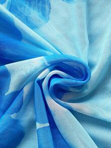 Soleia WYWH Kỳ nghỉ Phụ nữ Giải trí Bên bờ biển Kỳ nghỉ Bãi biển Dây rút Vải lưới Hoa Halo Nhuộm In Váy Xòe - Nhiều màu - Xem 7