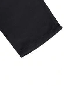 Claim Dot 男士休闲纯色抽绳腰工装裤，秋季 - 黑色 - 查看 8