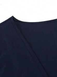 Plus Floral Print Sleeveless Dress & Open Front Coat For Summer - Navy Blue - View 6