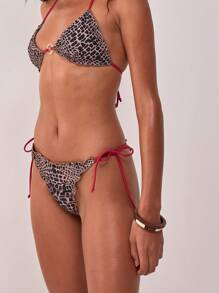 Musera Resort Quần bikini in họa tiết viền xếp ly buộc bên hông chỉ dành cho bãi biển mùa hè Ibiza - Nhiều màu - Xem 5