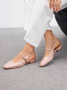 CUCCOO BIZCHIC 女士时尚杏色亮面漆皮低跟鞋圣诞节秋季新年假期 - 杏色 - 查看 4