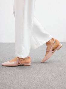 CUCCOO BIZCHIC 女士时尚杏色亮面漆皮低跟鞋圣诞节秋季新年假期 - 杏色 - 查看 5