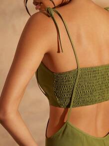 SHEIN Unity Combinaison sans manches à bretelles nouées avec découpe - Tabac - Voir 4