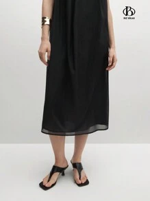 BizChic Women's Sleeveless Round Neck Pleated Dress