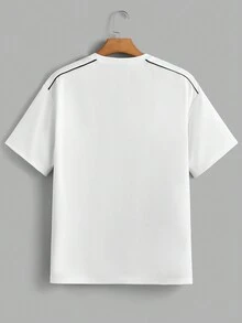 Manfinity RebelGame Áo thun nam có họa tiết chữ cái dáng rộng vừa vặn - trắng - Xem 7