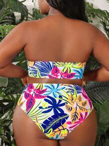 Swim Vcay 大码女式随机印花简约日常比基尼套装夏季海滩 - 彩色 - 查看 2