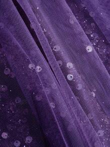 SHEIN Belle Vestido formal con hombros descubiertos, malla de contraste y lentejuelas de contraste - Morado - Ver 5