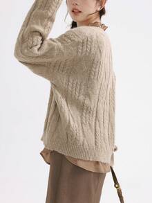 Cárdigan de punto sólido con hombro caído