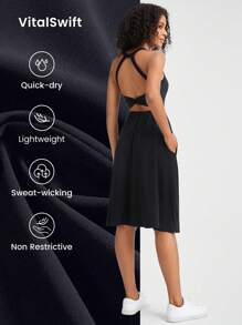 GLOWMODE FeatherFit™-Air U領活動連衣裙，內置VitalSwift短褲 - 黑色 - 查看 6