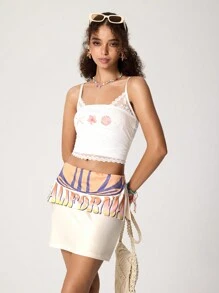 Garabateo Artist Casual Printed Sexy Super Short Tight-Fitting Women's Mini Skirt, Holiday, Party, Vacation, Spring & Summer, Beach, Festival, Ibiza Fits, Western Wear