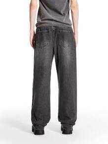 Chillumni Quần Jeans Denim Ống Loe Rách Màu Xám Đậm Cho Nam - Màu xám đen - Xem 2