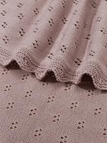 Solid Color Jacquard Knitted Comfortable Baby Blanket - Dusty Pink - View 4