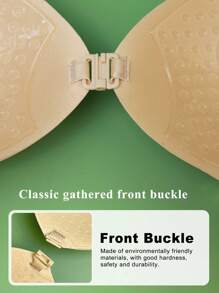 2對圓形杯膠貼內衣，前扣式，有推薦效果，輕盈無縫女士胸罩，無肩帶，適合婚紗 - 彩色 - 查看 5