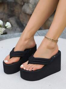 女性夾腳拖、後背楔形度假鞋、時尚派對踝帶泵鞋高跟涼鞋